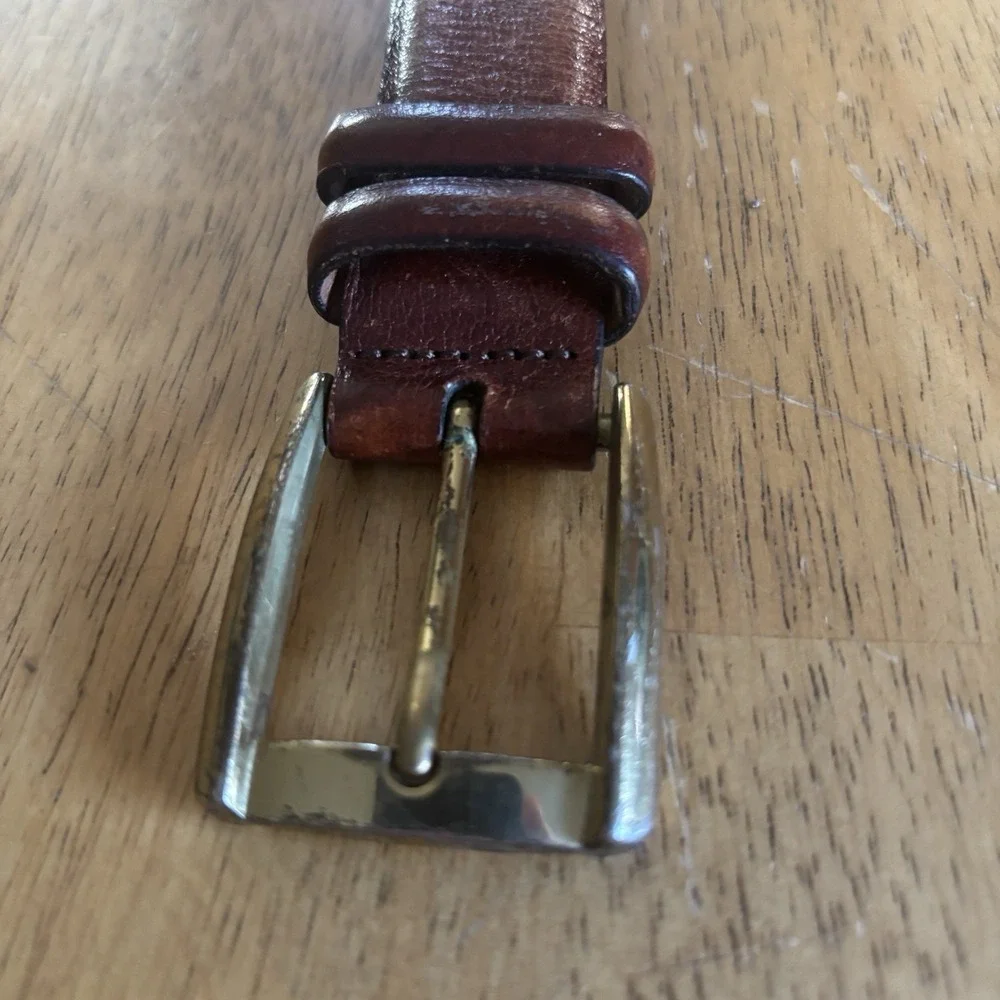 Trafalgar Mens Leather Belt Size 34 Glazed Capra Handmade in USA Classic Office‎